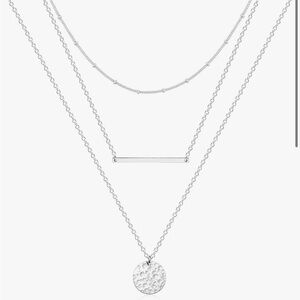 White Gold-Plated Bar Necklace.